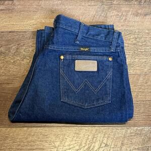 Wrangler Relaxed Fit Blue Denim Straight Jeans W34 L34 Made In Mexico